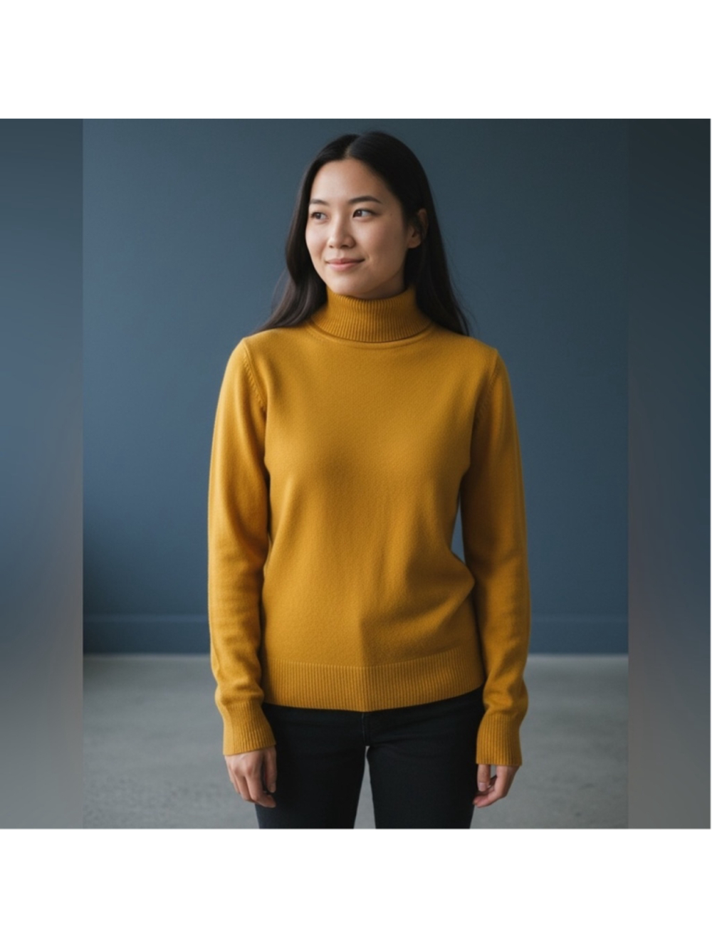 French Connection Golden Mustard Yellow Turtleneck Sweater
